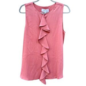 Derek Lam IO Crosby Women Silk Front Ruffle Sleeveless Blouse Pink Mauve XXL NWT
